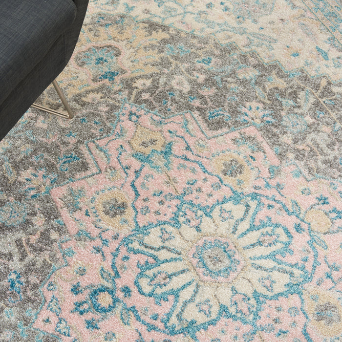 Nourison Tranquil TRA07 Pink and Grey 4'x6' Oushak Area Rug