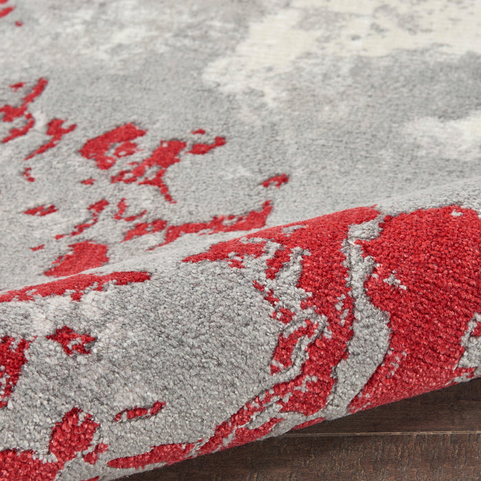 Nourison Twilight 2'x3' Grey and Red Abstract Area Rug