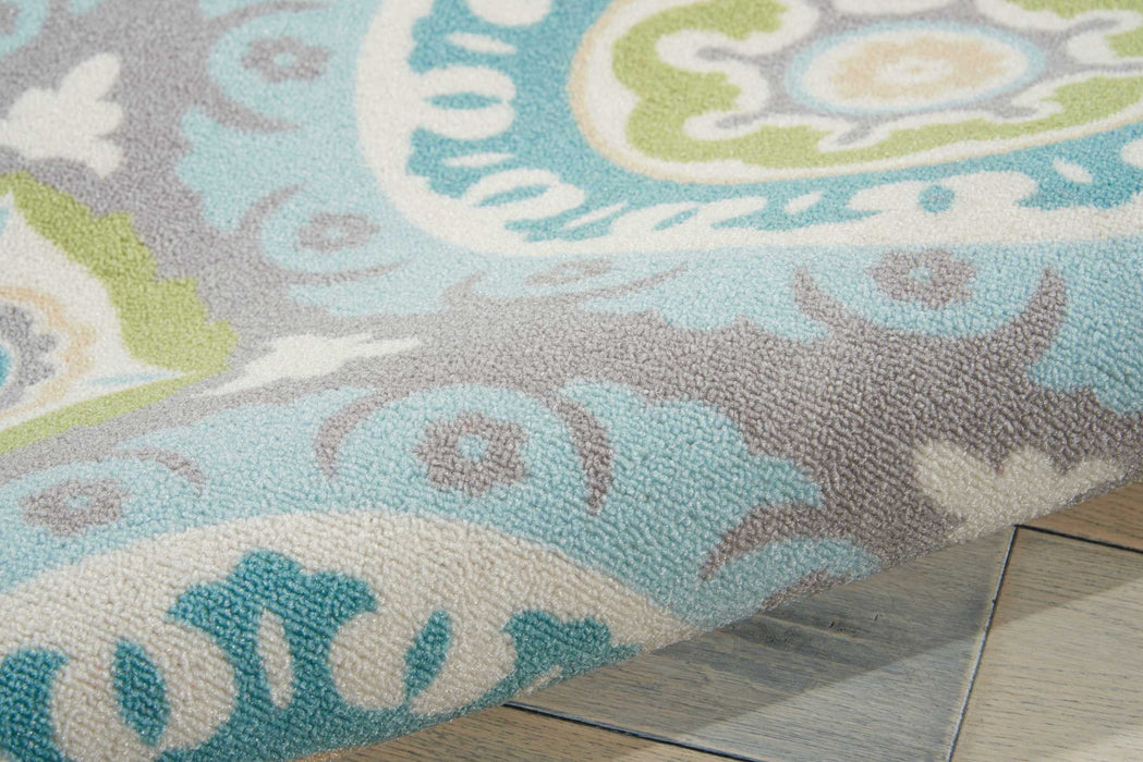 Waverly Sun N Shade SND16 Green 5' Square  Area Rug