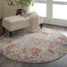 Nourison Ankara Global ANR06 White and Orange 4' Round French Country Area Rug