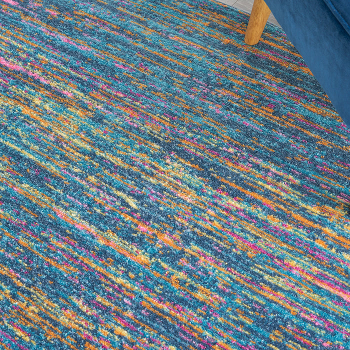 Nourison Passion 4' Round Blue Multicolor   Area Rug