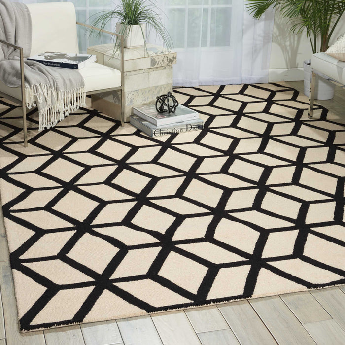 Nourison Linear LIN01 White and Black 8'x10'   Rug