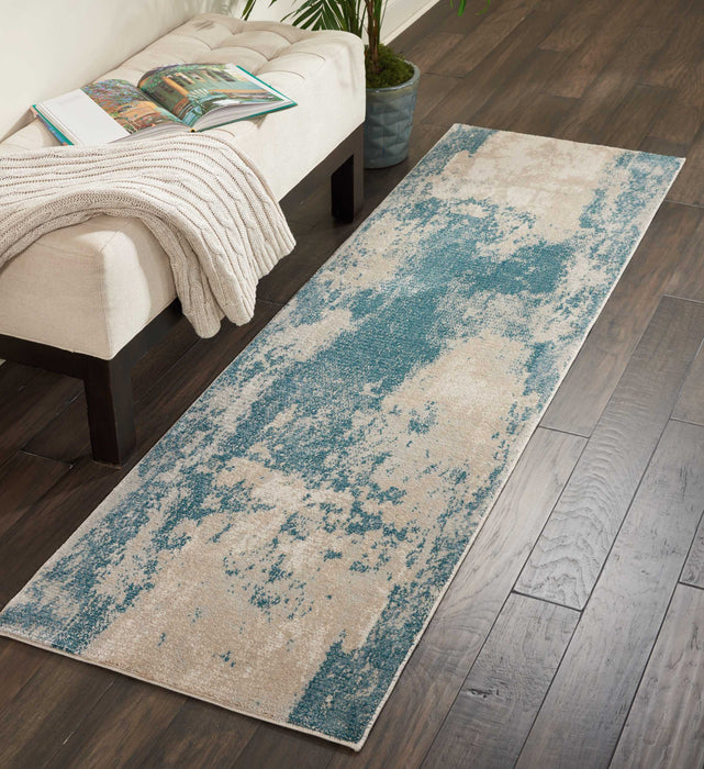 Nourison Maxell MAE13 Blue and White 8' Runner  Hallway Rug