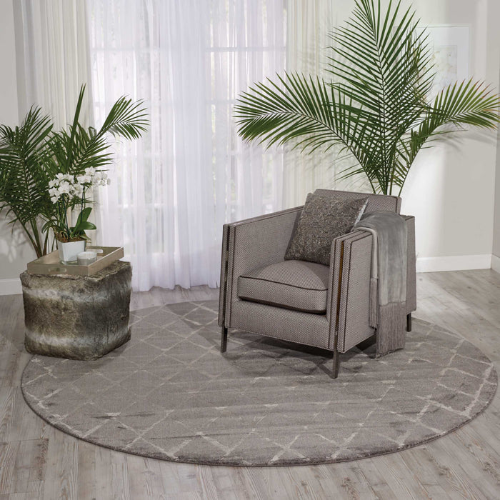 Nourison Twilight TWI15 Silver and Grey 8' Round Large Rug