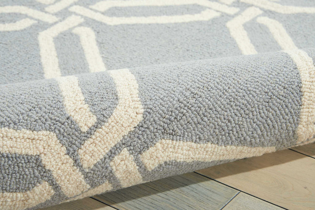 Nourison Linear LIN08 Blue and White 8' Runner  Hallway Rug