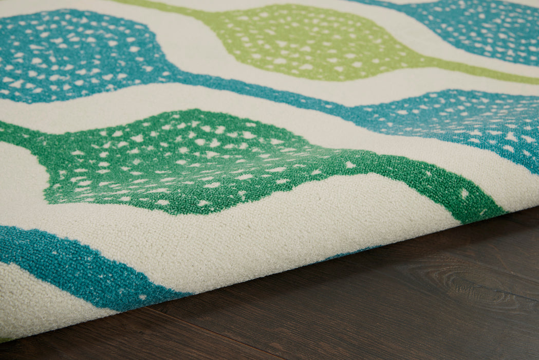 Nourison Sun N Shade SND70 Blue and Green 5'x8' Contemporary Area Rug