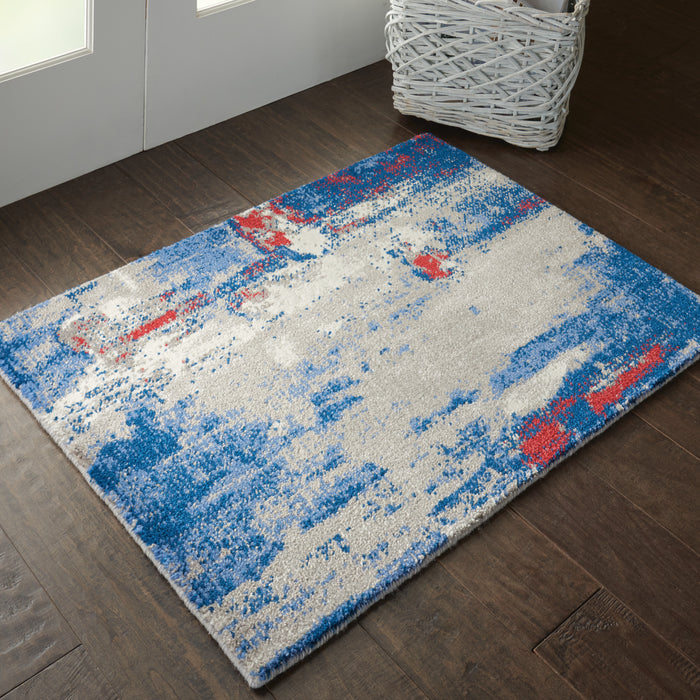 Nourison Twilight 2'x3' Grey and Blue Abstract Area Rug