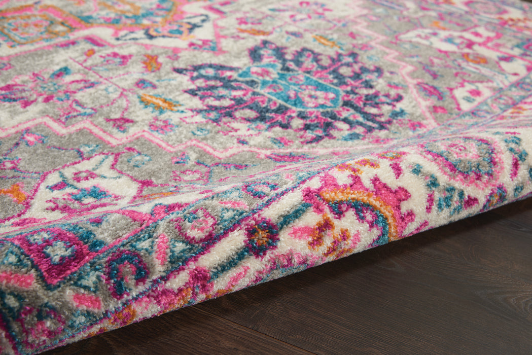 Nourison Passion PSN20 Grey and Pink 5'x7' Persian Area Rug