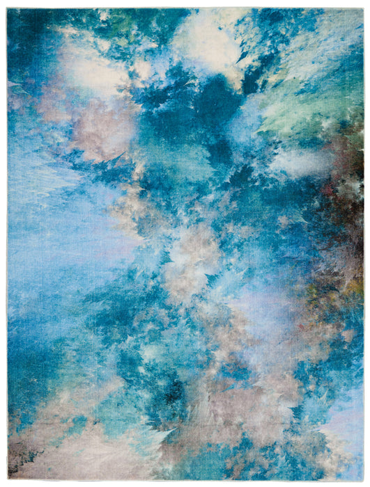 Nourison Le Reve LER02 Blue and Grey 5'x7' PhotoReal Area Rug