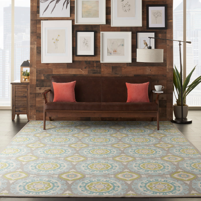 Waverly Sun N Shade SND16 Green 10'x14'   Rug