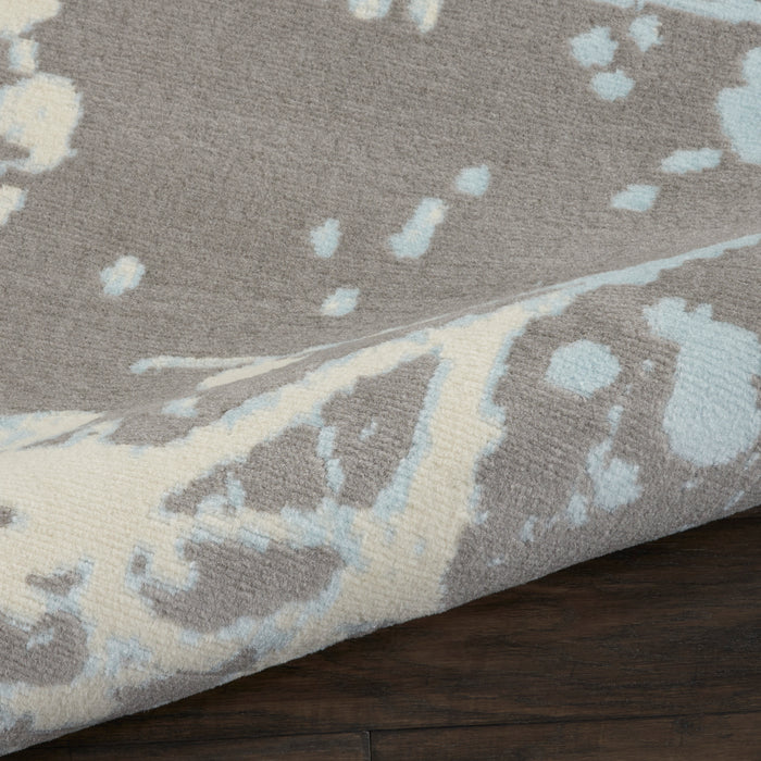 Nourison Jubilant JUB12 Grey and Blue 8'x10' Large Low-pile Rug
