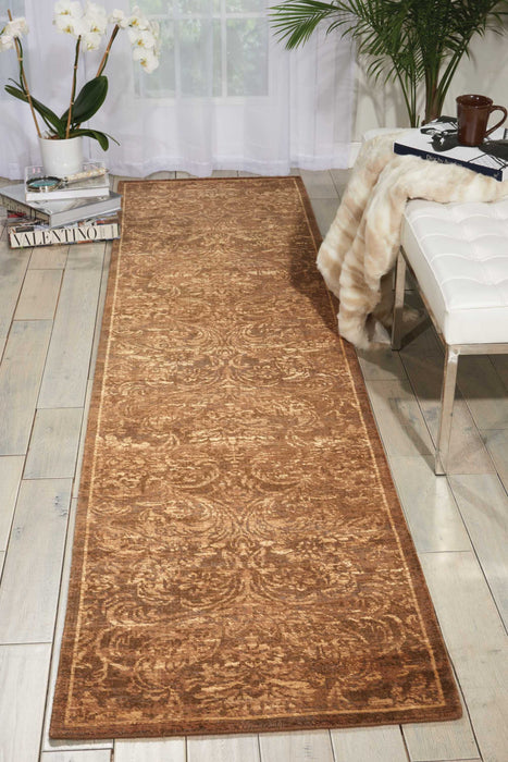 Nourison Silken Allure SLK19 Brown 10' Runner Hallway Rug