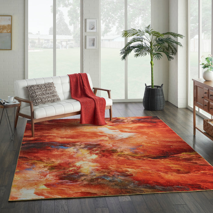 Nourison Le Reve LER05 Orange 9'x12' Oversized Fiery Clouds Rug