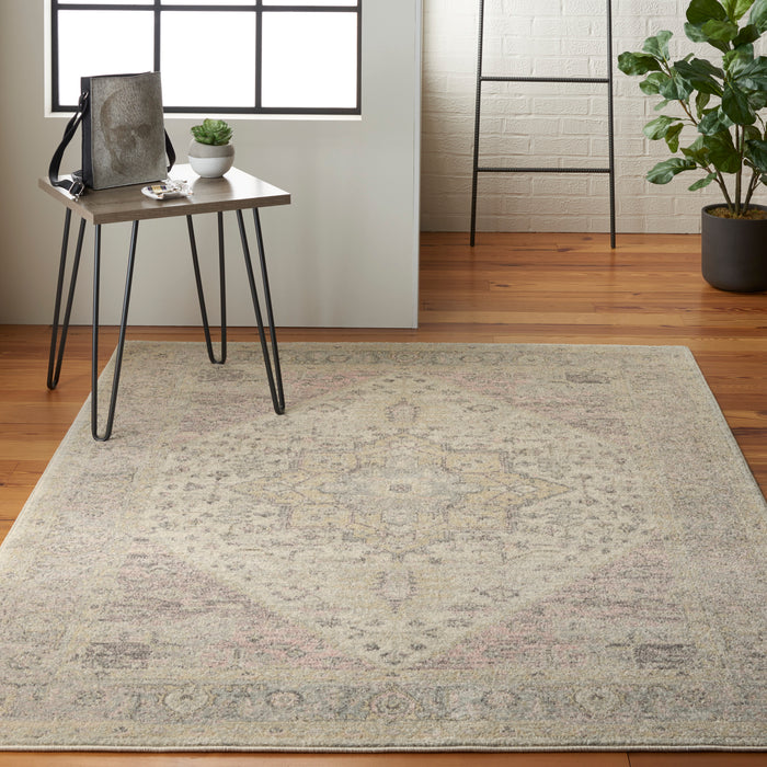 Nourison Tranquil TRA06 Pink and Beige 5'x7' Kashan Area Rug