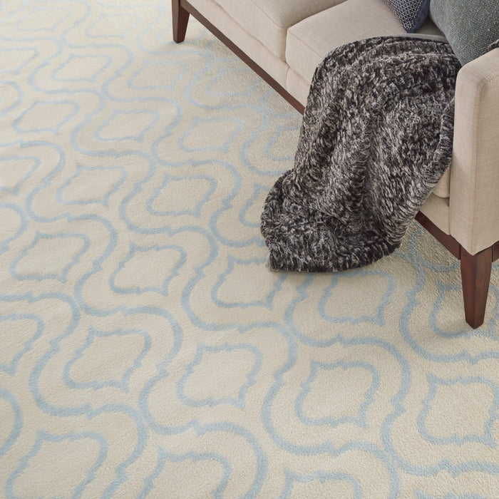 Nourison Jubilant JUB19 White and Blue 8'x10' Large Low-pile Rug