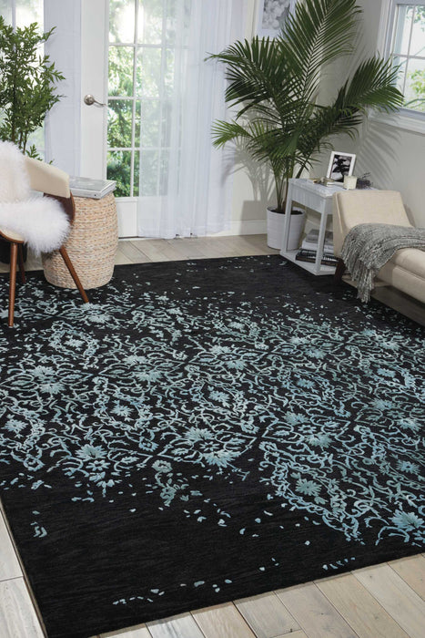 Nourison Opaline OPA06 Black and Blue 4'x6' Area Rug