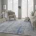 Nourison Symmetry SMM04 Blue and Grey 9'x12' Oversized Textured Rug