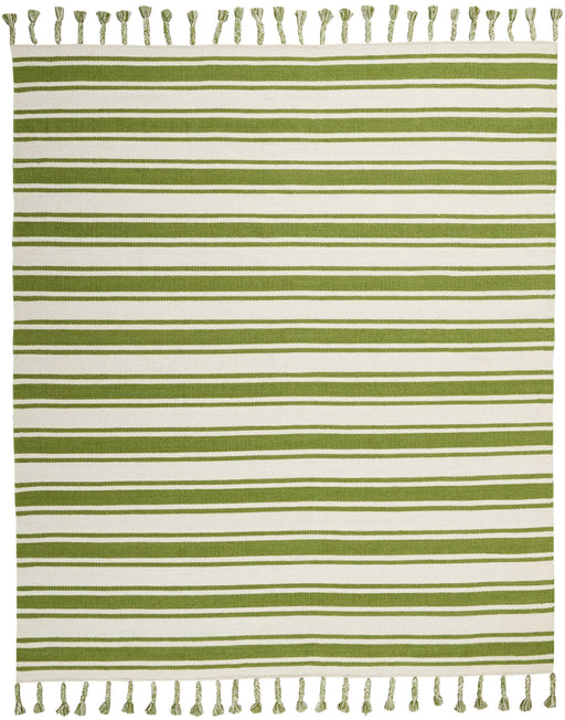 Nourison Rio Vista DST01 White and Green 8'x11' Oversized Flat Weave Rug