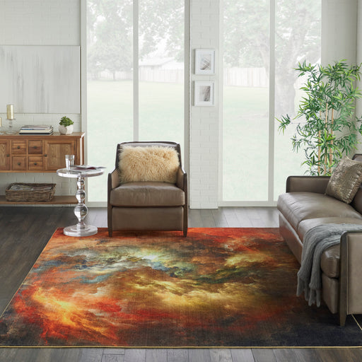 Nourison Le Reve LER07 Red and Brown 9'x12' Oversized Storm Clouds Rug