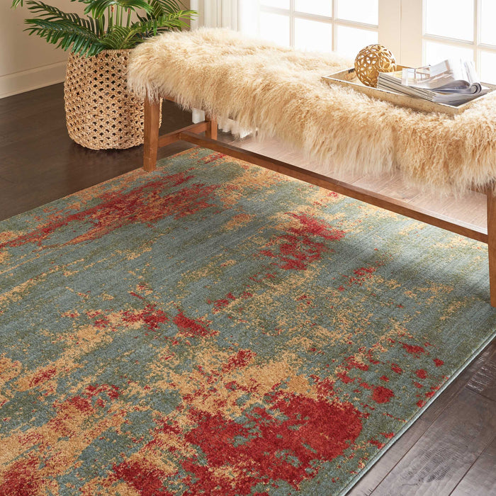 Nourison Somerset ST91 Teal Multicolor 5'x8' Colorful Area Rug