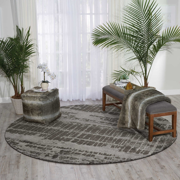 Nourison Twilight TWI10 Charcoal and Grey 8' Round Large Rug