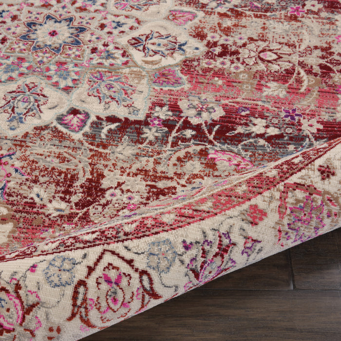Nourison Vintage Kashan VKA01 Burgundy Multicolor 6' Round Oushak Area Rug