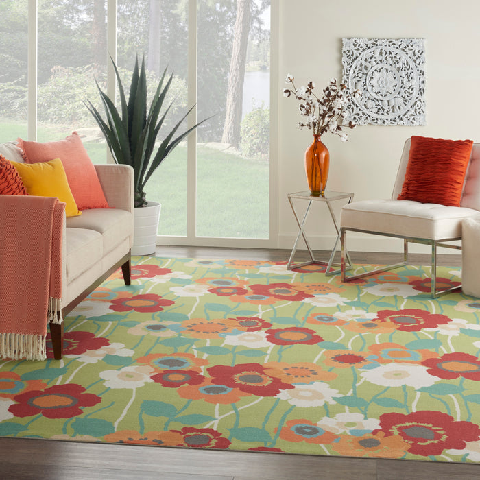 Waverly Sun N Shade SND27 Green 8'x11'   Rug