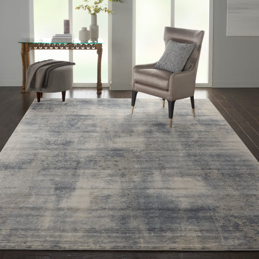 Nourison Rustic Textures RUS02 Slate Blue and Ivory 9'x13' Oversized Textured Rug