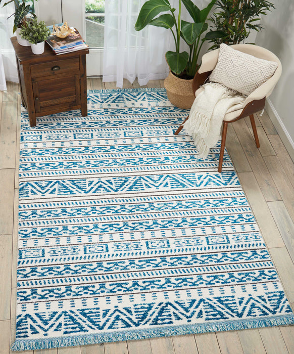 Nourison Kamala DS503 Blue and White 4'x6' Area Rug