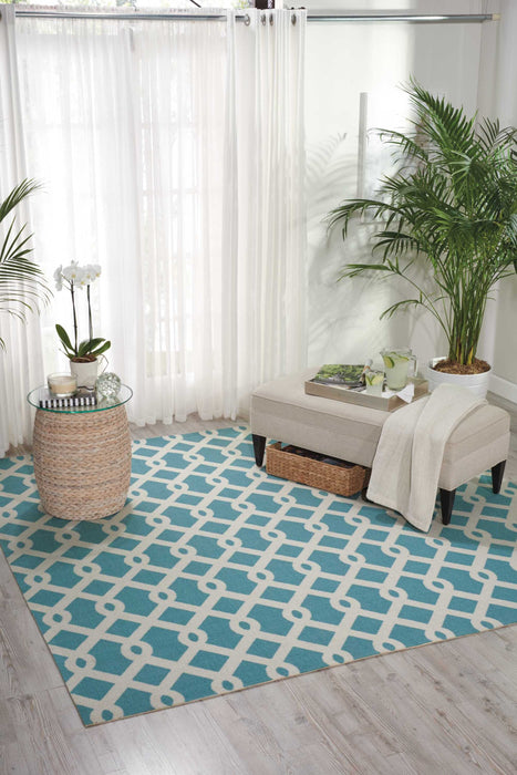 Waverly Sun N Shade SND20 Blue 8' Square   Rug