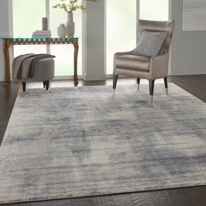 Nourison Rustic Textures RUS02 Slate Blue and Ivory 9'x13' Oversized Textured Rug