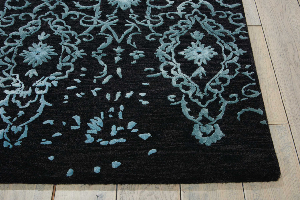 Nourison Opaline OPA06 Black and Blue 4'x6' Area Rug
