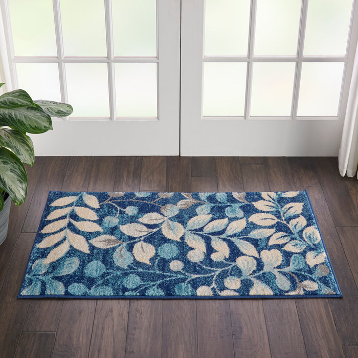 Nourison Tranquil 2'x4' Navy Blue Botanical Small Rug