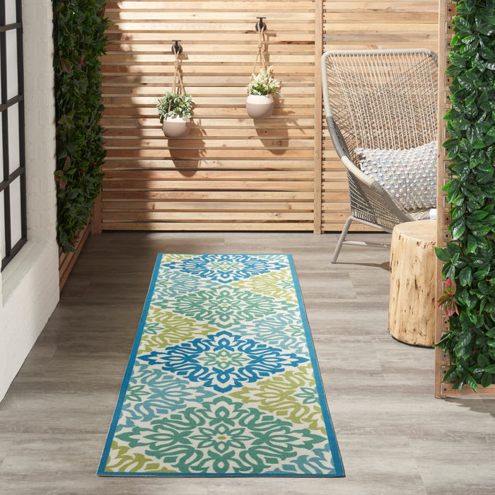 Waverly Sun N Shade SND23 Blue 8' Runner  Hallway Rug