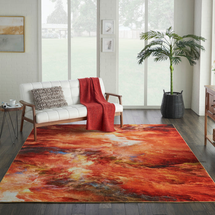 Nourison Le Reve LER05 Orange 9'x12' Oversized Fiery Clouds Rug