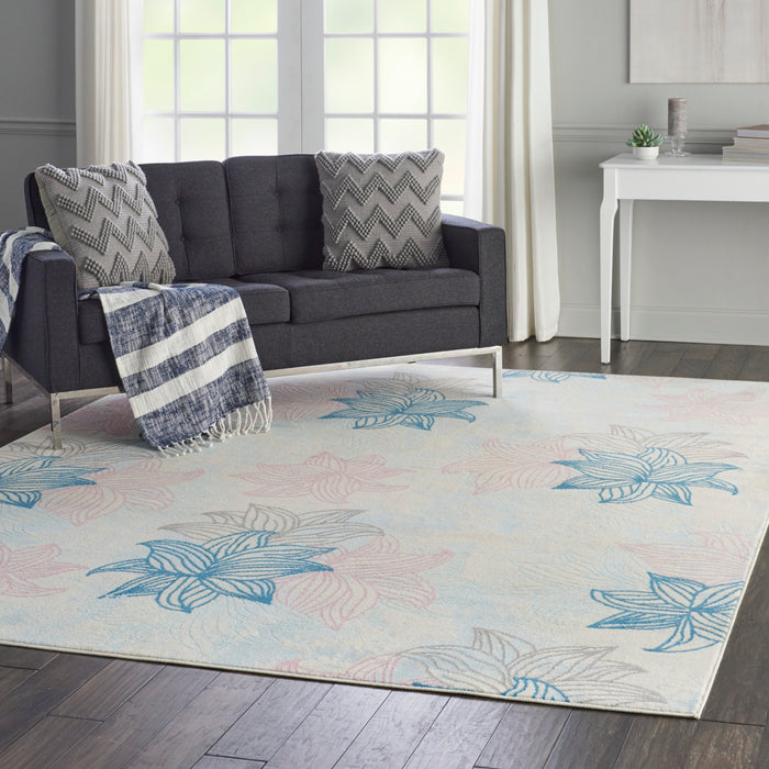 Nourison Jubilant JUB08 White Multicolor 8'x10' Large Low-pile Rug