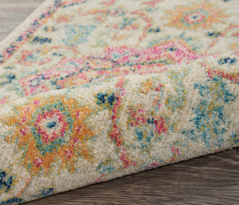 Nourison Passion 5' Round Ivory, Pink  Bohemian   Area Rug