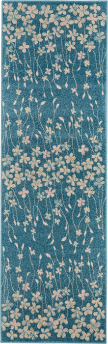 Nourison Tranquil TRA04 Turquoise Blue 7' Runner  Hallway Rug