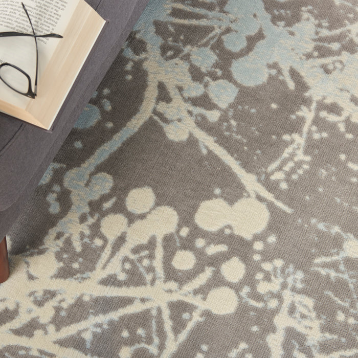Nourison Jubilant JUB12 Grey and Blue 4'x6' Contemporary Area Rug