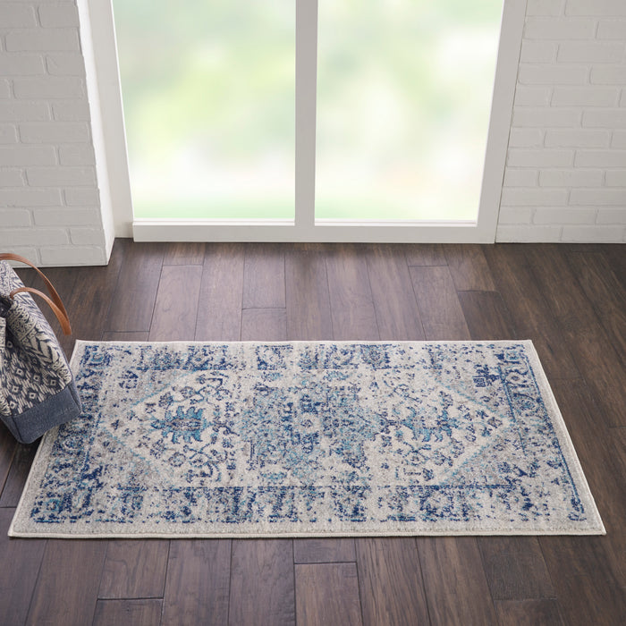 Nourison Tranquil 2'x4' Navy Blue and White Persian Small Rug