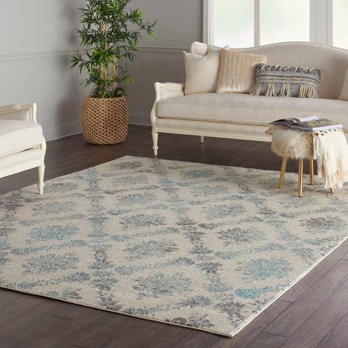 Nourison Tranquil TRA09 Turquoise and White 9'x12' Oversized  Rug