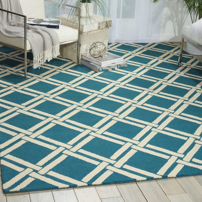 Nourison Linear LIN04 Blue and White 4'x6'  Area Rug