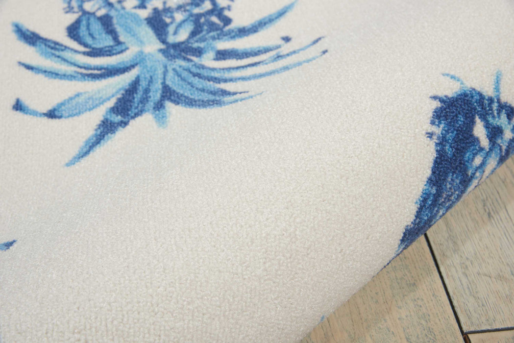 Waverly Sun N Shade SND49 White and Blue 5'x8'  Area Rug