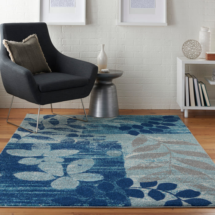 Nourison Tranquil TRA01 Navy Blue 6'x9' Modern Area Rug