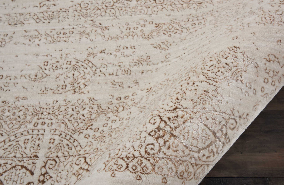 Kathy Ireland Silver Screen 2' X 4' Ivory and Gold Vintage Area Rug