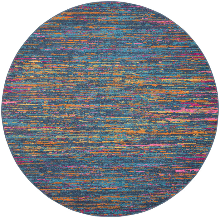 Nourison Passion 4' Round Blue Multicolor   Area Rug