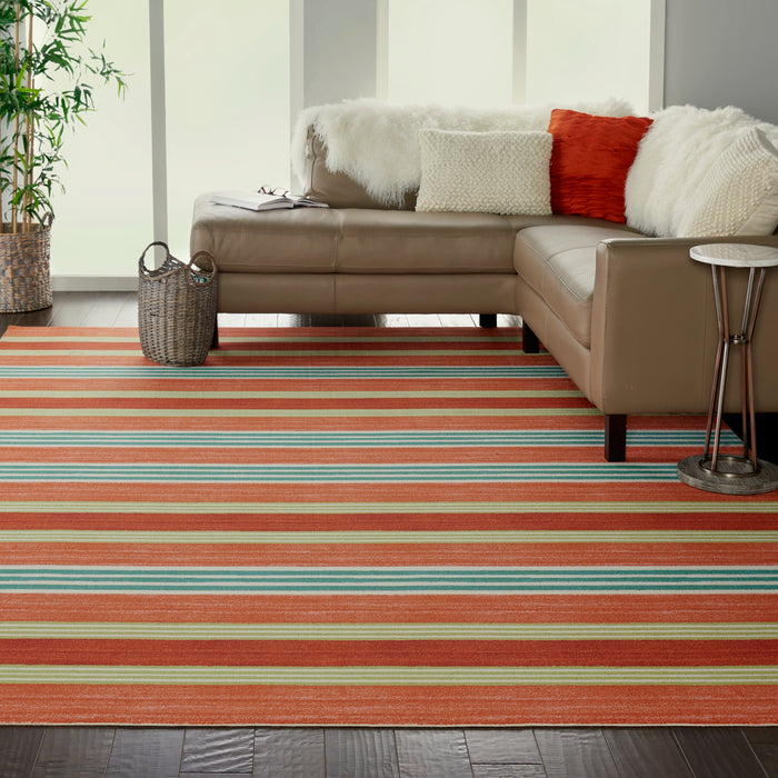 Waverly Sun N Shade SND71 Red 8'x11' Oversized Indoor-outdoor Rug