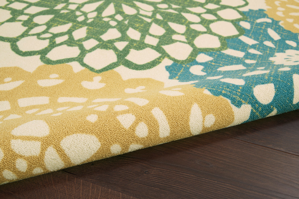 Waverly Sun N Shade SND72 Blue and Green 10'x13' Oversized Indoor-outdoor Rug