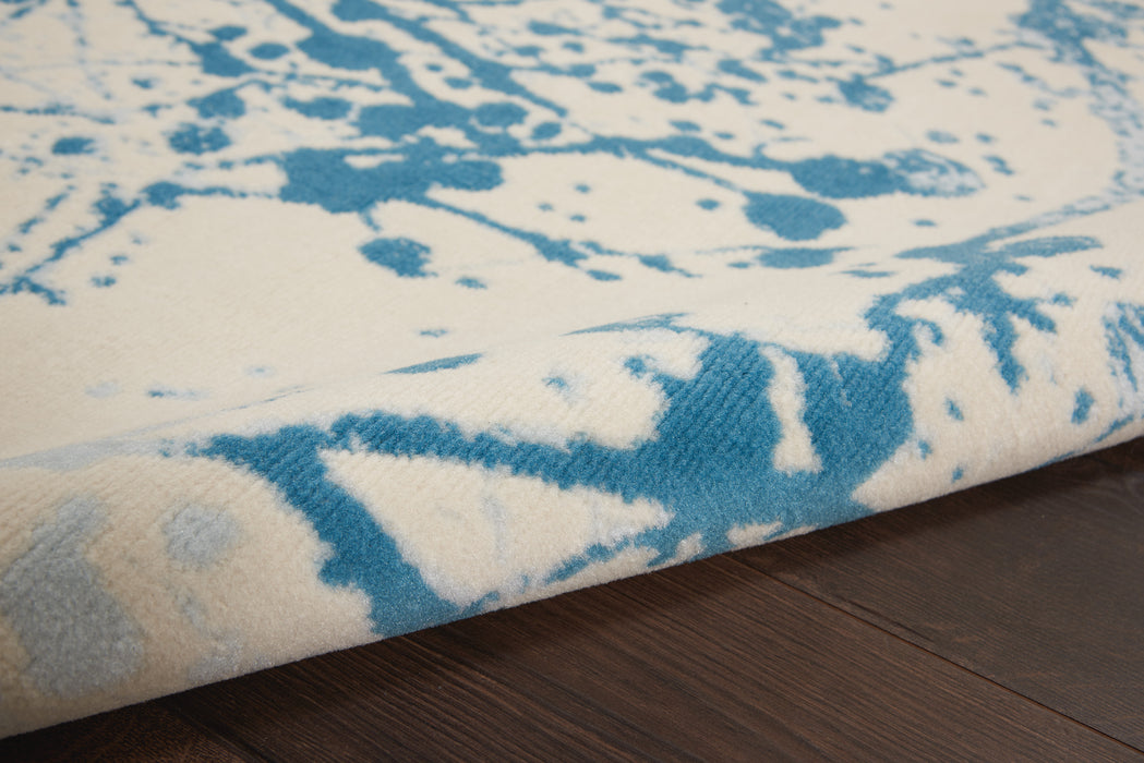 Nourison Jubilant JUB12 White and Blue 6'x9' Contemporary Area Rug