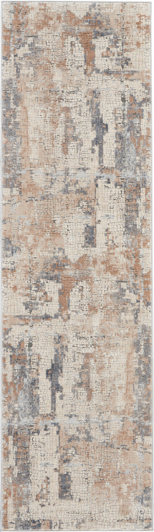 Nourison Rustic Textures RUS06 Beige and Grey 8' Runner Hallway Rug
